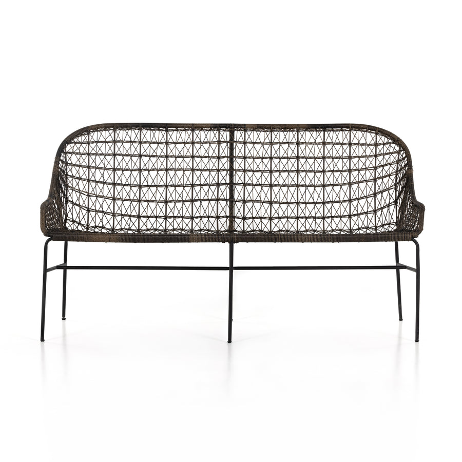 Grass Roots Outdoor Dining Bench in Natural Black & Distressed Grey (65' x 26' x 35.25')