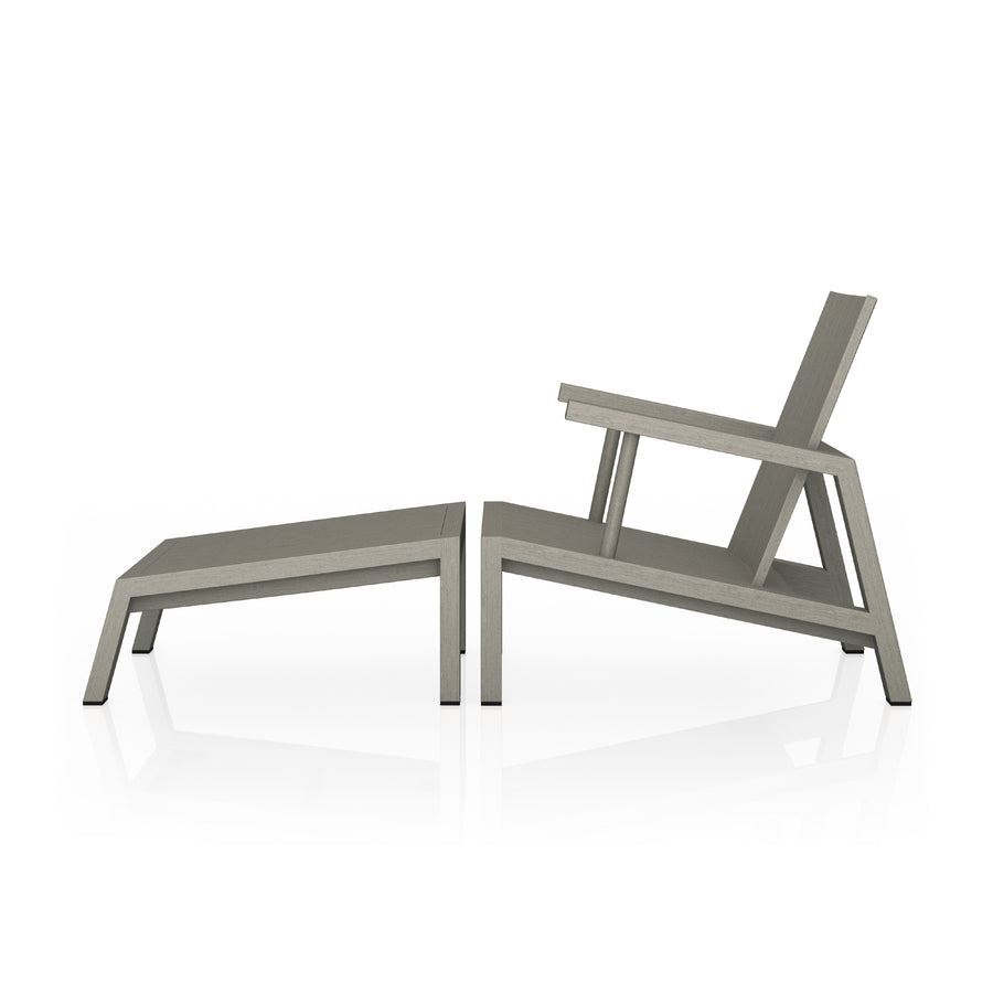 Solano Outdoor Chair in Weathered Grey with Ottoman (31.75' x 64.25' x 32.5')