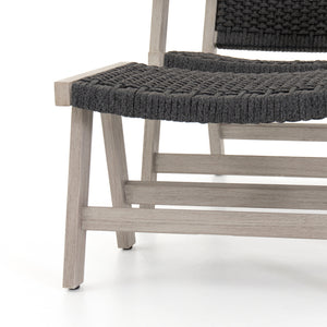 Solano Outdoor Chair in Thick Dark Grey Rope & Weathered Grey with Ottoman (27.75' x 44.75' x 27.75')