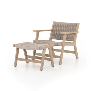 Solano Outdoor Chair in Thick Grey Rope & Washed Brown with Ottoman (27.75' x 44.75' x 27.75')