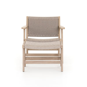 Solano Outdoor Chair in Thick Grey Rope & Washed Brown with Ottoman (27.75' x 44.75' x 27.75')