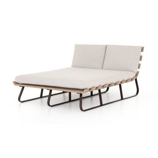 Solano Outdoor Double Chaise in Bronze & Stone Grey (55" x 67" x 32.75")