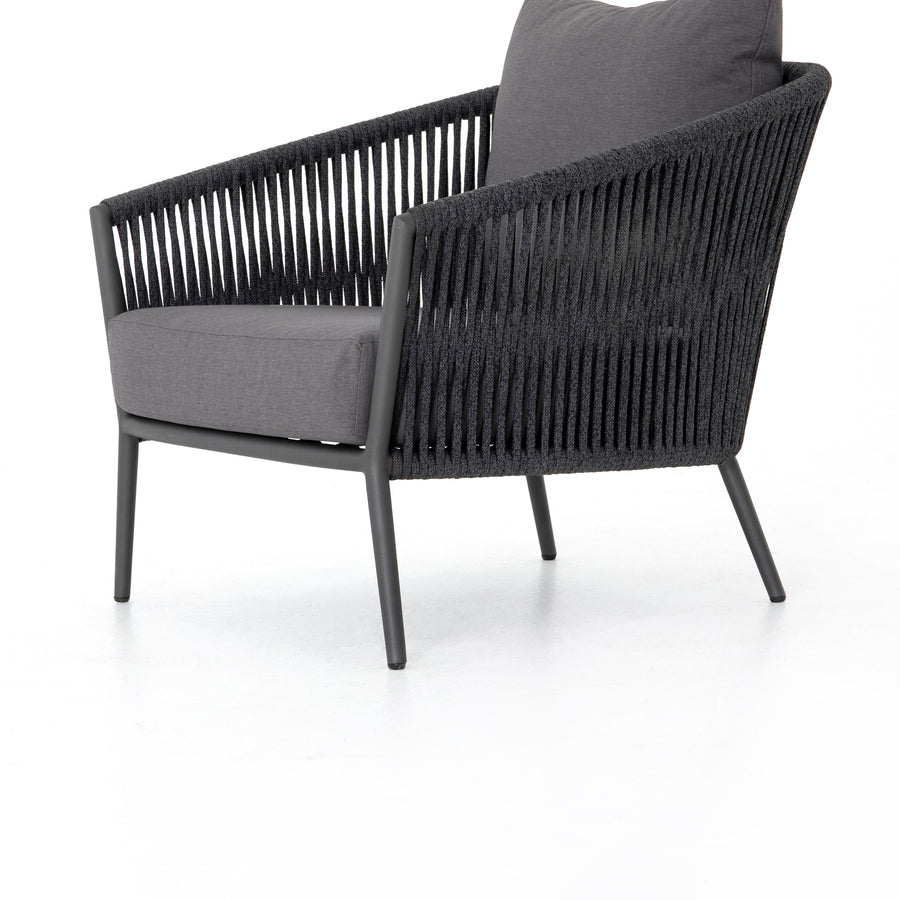 Solano Outdoor Chair in Charcoal & Bronze with Woven Rope (33' x 33.5' x 34.25')