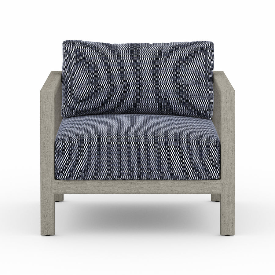 Solano Outdoor Chair in Faye Navy & Weathered Grey (32.25' x 32.3' x 24.5')
