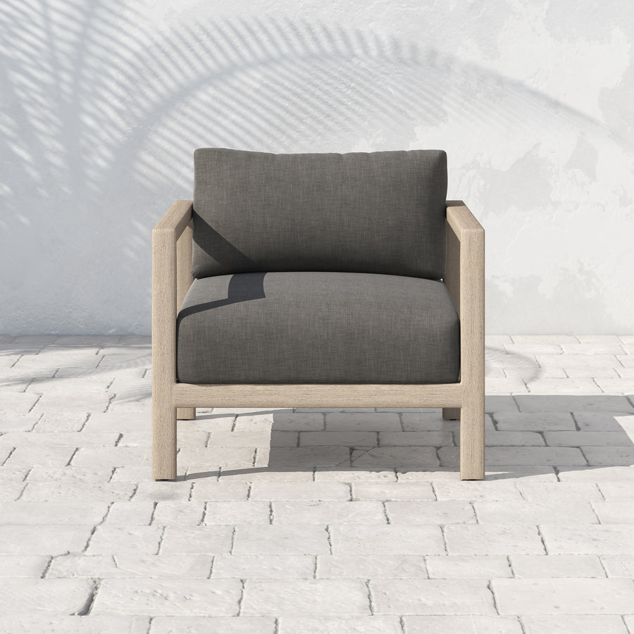 Solano Outdoor Chair in Charcoal & Washed Brown (32.25' x 32.3' x 24.5')