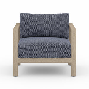Solano Outdoor Chair in Faye Navy & Washed Brown (32.25' x 32.3' x 24.5')
