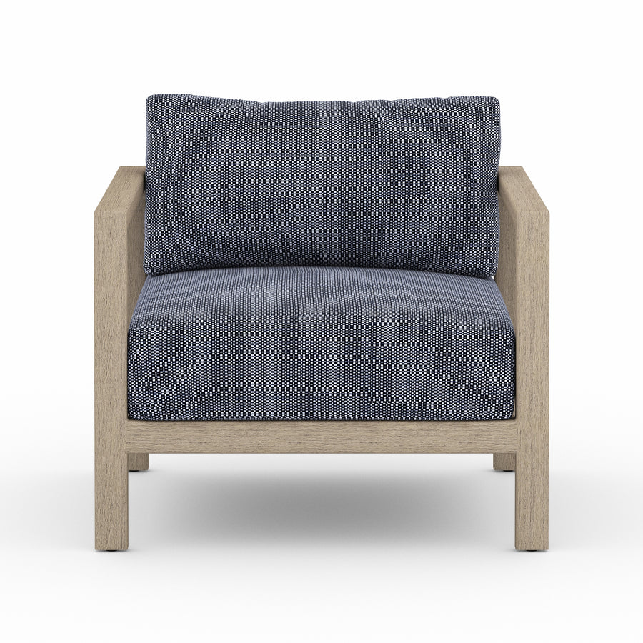 Solano Outdoor Chair in Faye Navy & Washed Brown (32.25' x 32.3' x 24.5')