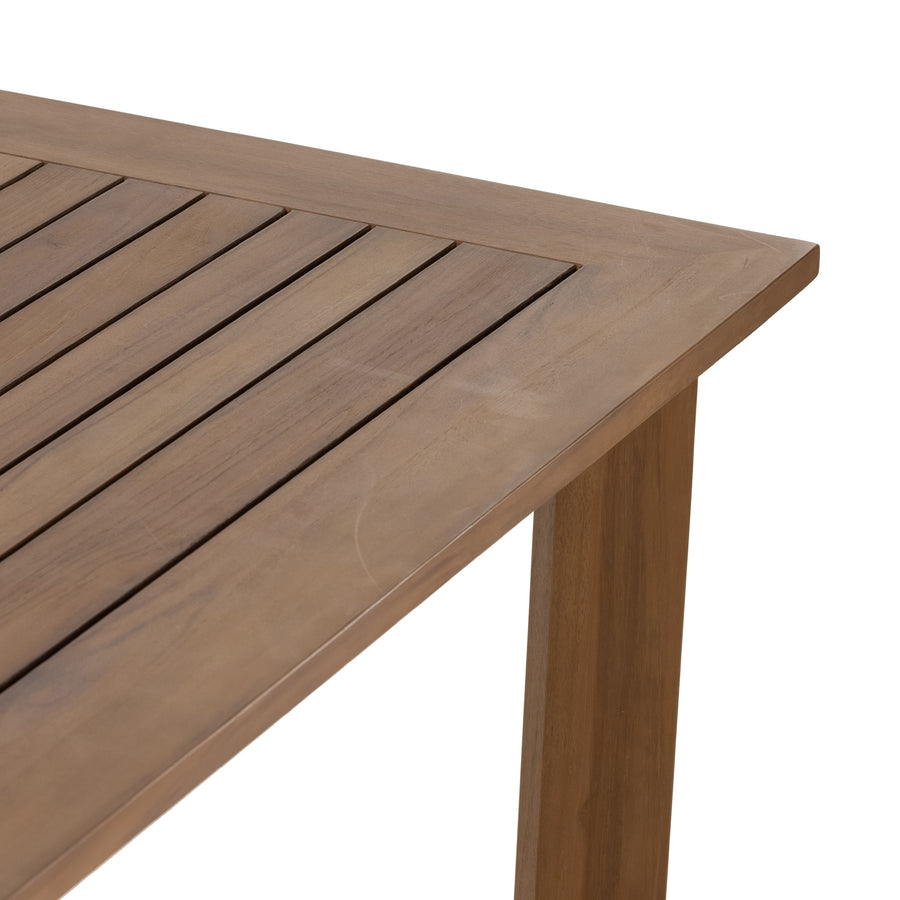 Solano Outdoor Dining Table in Natural Teak & White Ceramic (67' x 67' x 30')