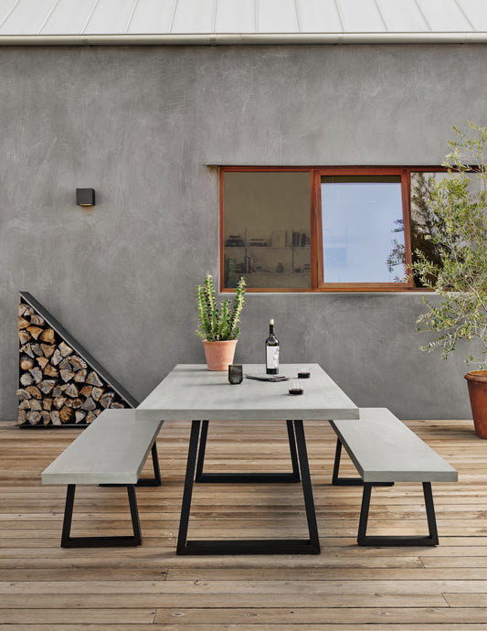 Constantine Outdoor Dining Table in Black & Light Grey (78.75" x 39.25" x 30")