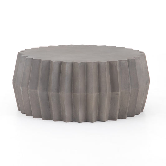 Everett Outdoor Occasional Table with Fluted Edge in Dark Grey (37.75" x 37.75" x 16")