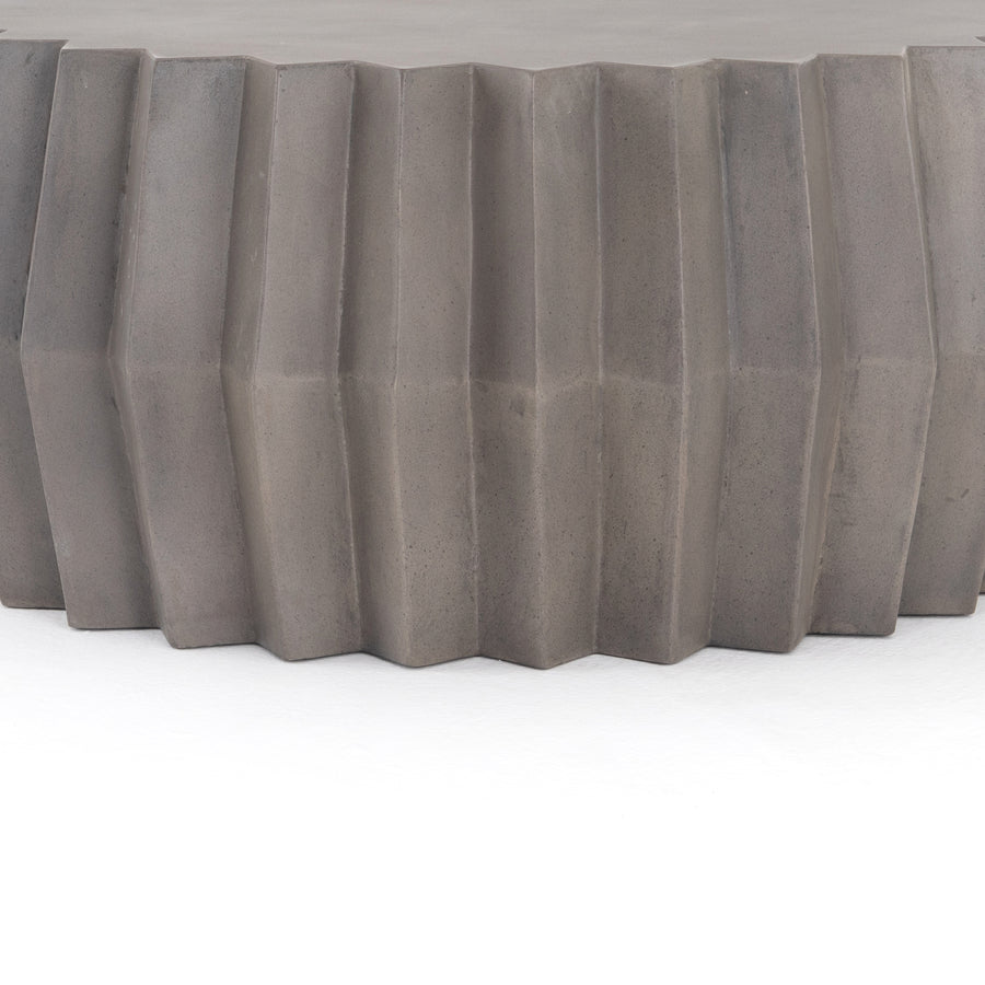 Everett Outdoor Occasional Table with Fluted Edge in Dark Grey (37.75' x 37.75' x 16')