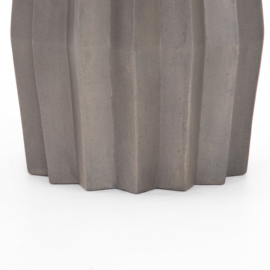 Everett Small Outdoor Occasional Table with Fluted Edge in Dark Grey (18.5' x 18.5' x 20')