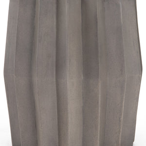 Everett Small Outdoor Occasional Table with Fluted Edge in Dark Grey (18.5' x 18.5' x 20')