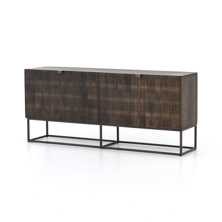 Aiden Sideboard in Aged Brass & Carved Vintage Brown (69' x 16' x 30')