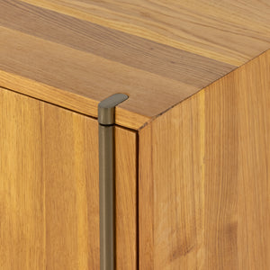 Bennett Sideboard in Satin Brass & Natural Oak (82' x 18.5' x 30')