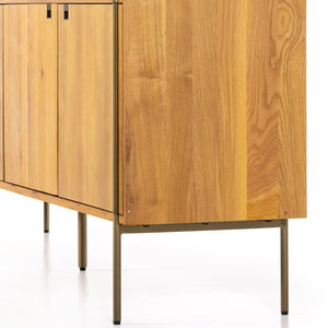 Bennett Sideboard in Satin Brass & Natural Oak (82' x 18.5' x 30')