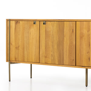 Bennett Sideboard in Satin Brass & Natural Oak (82' x 18.5' x 30')