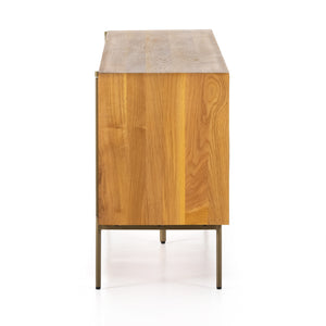 Bennett Sideboard in Satin Brass & Natural Oak (82' x 18.5' x 30')