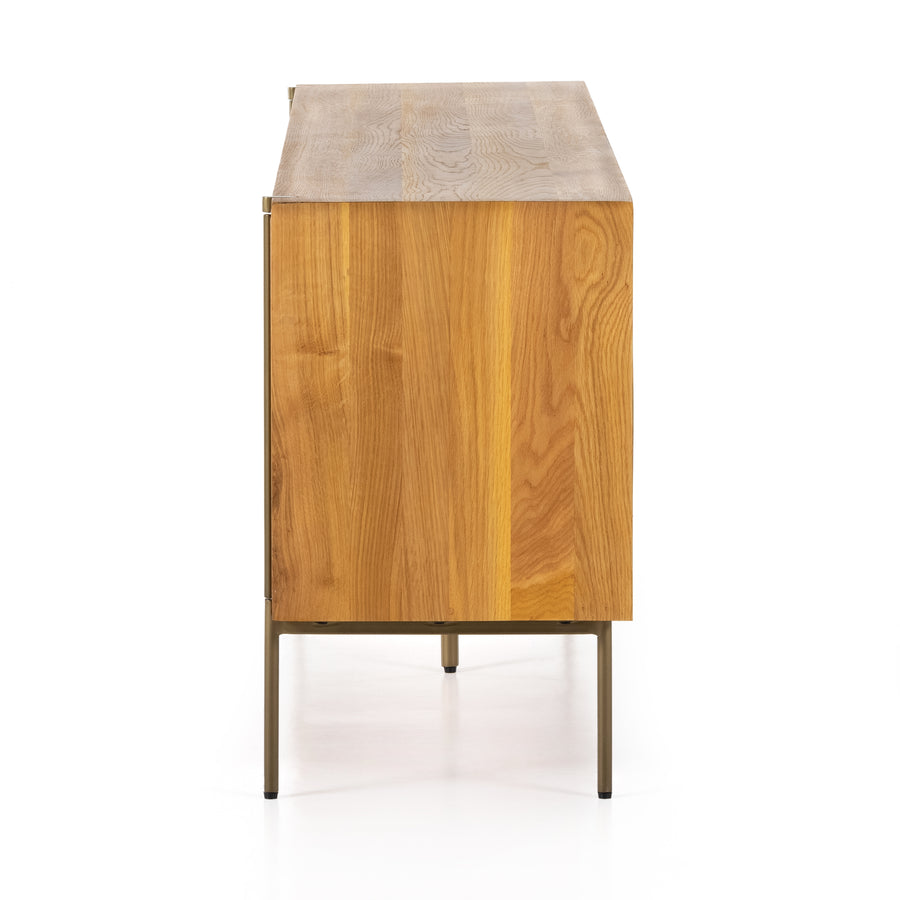 Bennett Sideboard in Satin Brass & Natural Oak (82' x 18.5' x 30')