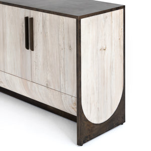 Wesson Sideboard in Distressed Iron & Bleached Spalted Oak (71' x 18' x 32')
