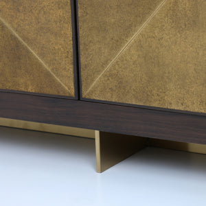 Hughes Sideboard in Polished Brass & Dark Walnut (90.5' x 20' x 29.5')