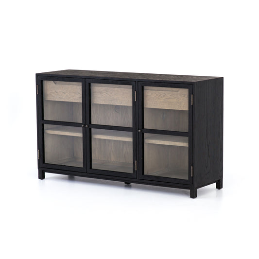 Irondale Sideboard in Clear Glass & Drifted Black (59.25" x 17.75" x 34.75")