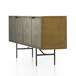 Element Sideboard in Sunburst Etched Aged Brass Pc & Gunmetal (72' x 16' x 29.75')