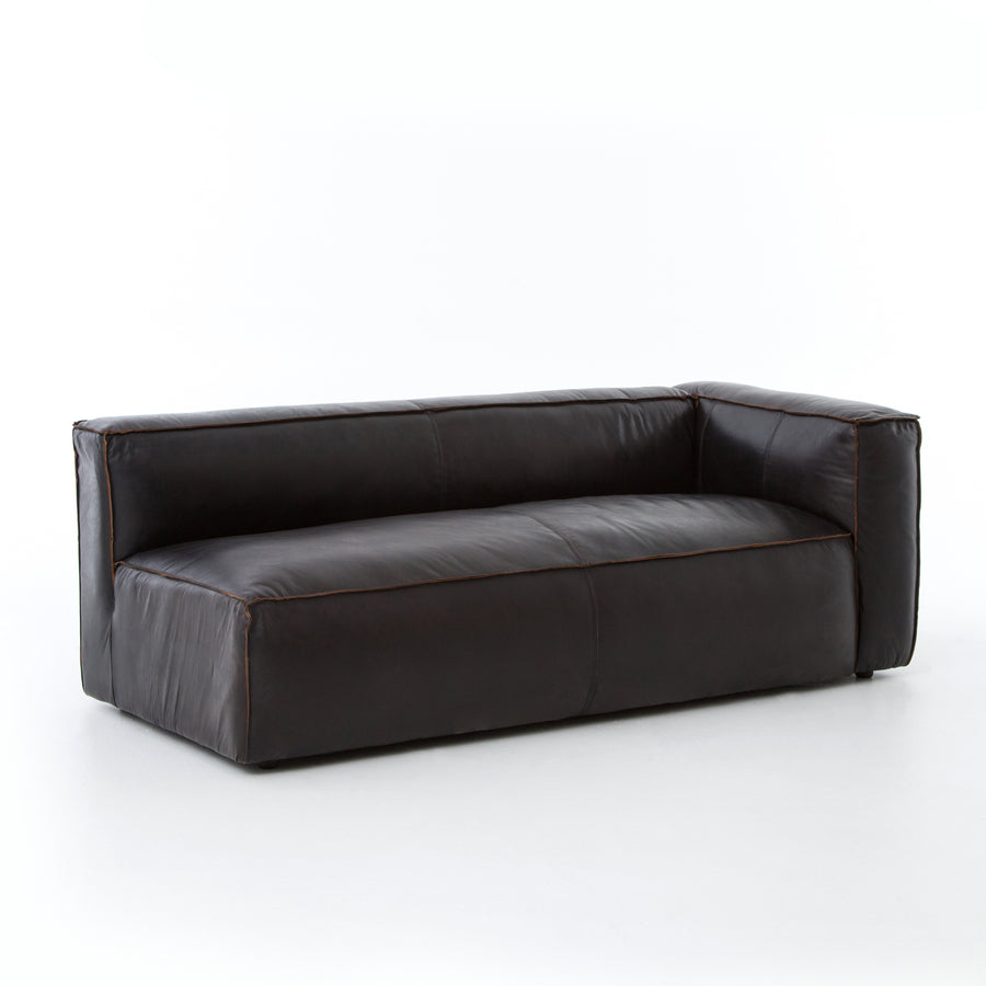 Carnegie Right Arm Sectional in Rider Black & Antique Oak (80' x 40.25' x 28.75')