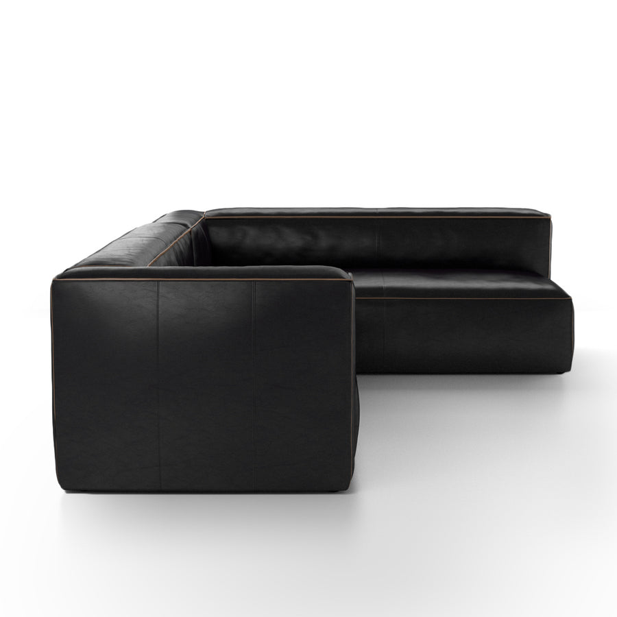 Carnegie Left Arm Sectional in Rider Black (120' x 79' x 28')