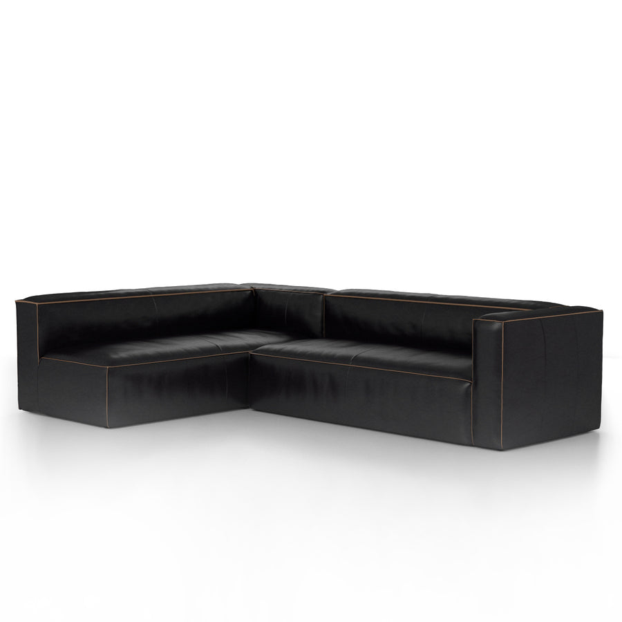 Carnegie Right Arm Sectional in Rider Black (115' x 79' x 28')