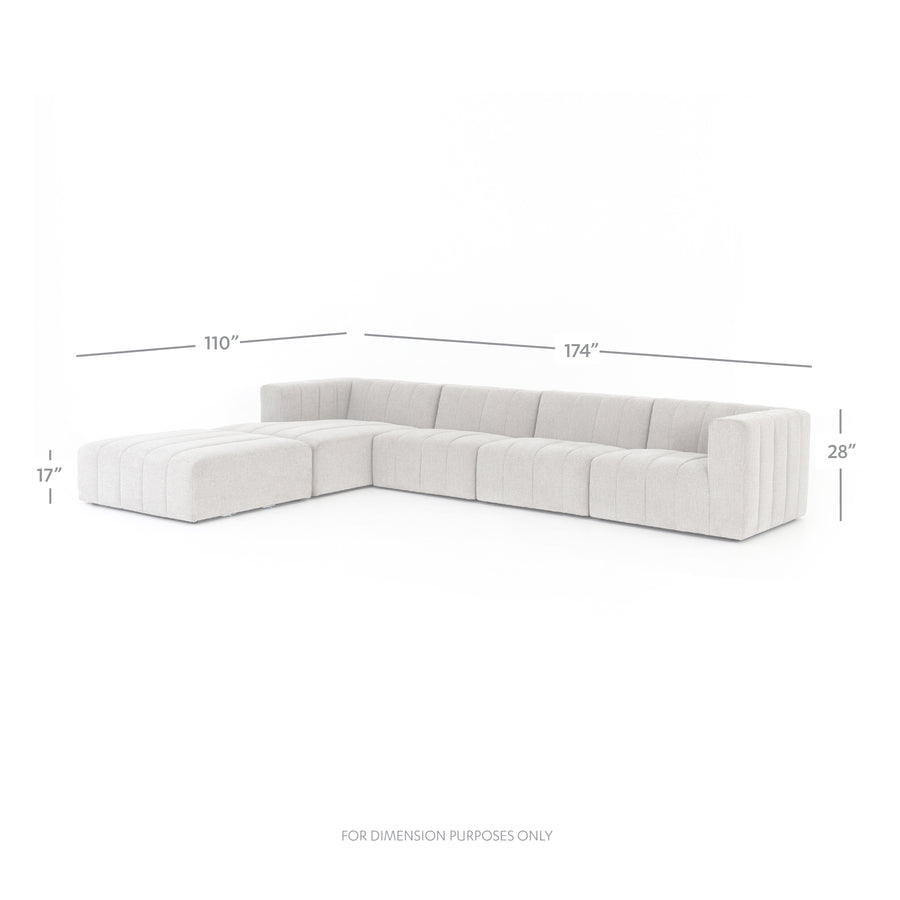 Grayson Left Arm 4-Piece Sectional in Napa Sandstone with Ottoman (174' x 110' x 28')