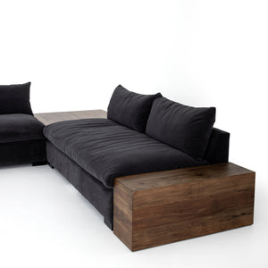 Atelier Armless Sectional in Henry Charcoal & Espresso (74' x 40' x 31.5')