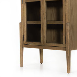 Irondale Cabinet in Antique Brass & Tempered Glass (38' x 19' x 84')