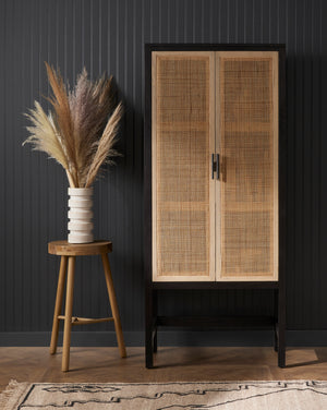 Leighton Cabinet in Natural Cane & Black Wash Mango (30' x 17' x 69')