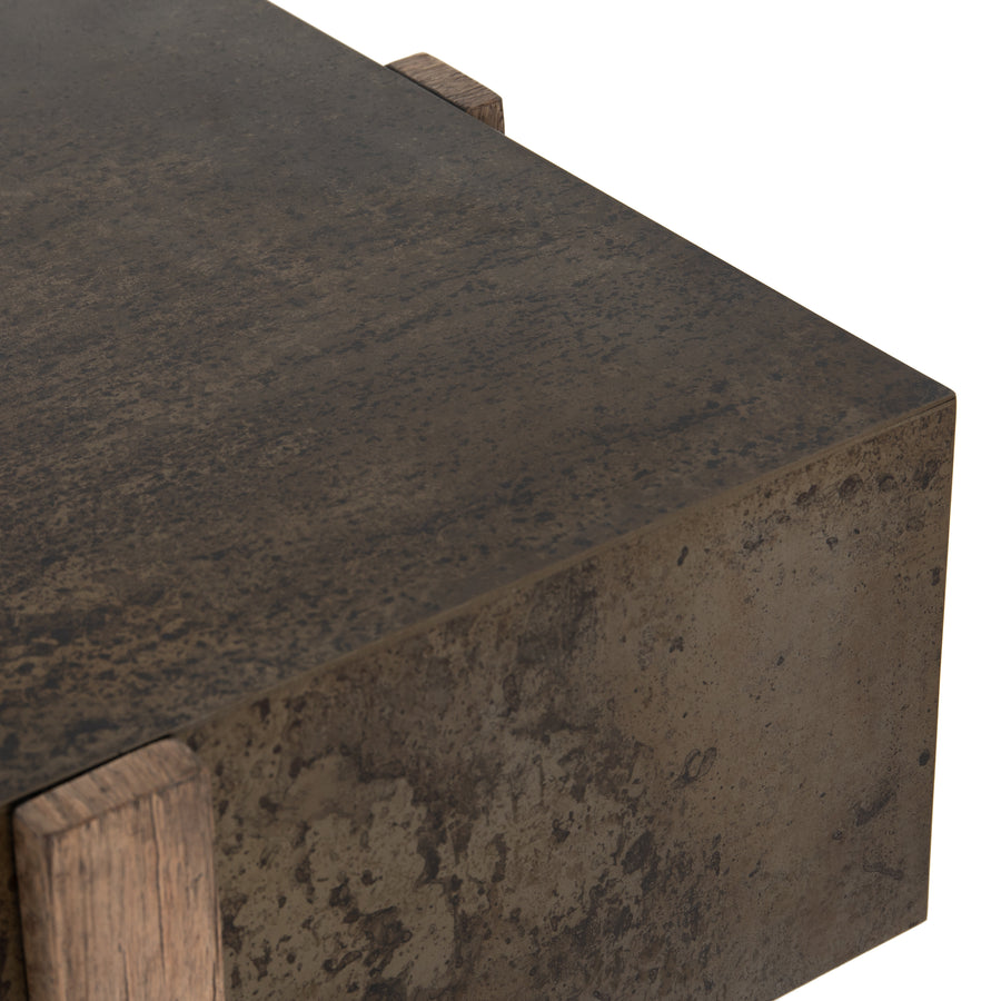 Wesson Console Table in Rustic Oak Veneer & Distressed Iron (78.75' x 15.75' x 29.5')