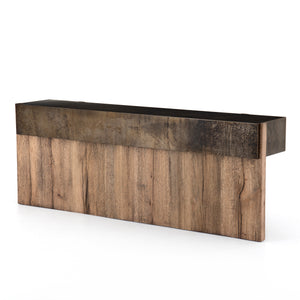 Wesson Console Table in Rustic Oak Veneer & Distressed Iron (78.75' x 15.75' x 29.5')