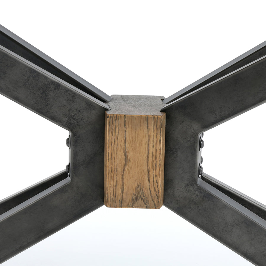 Hughes Console Table in Light Rustic Black & Bright Brass Clad (65' x 18' x 30')
