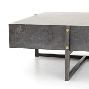 Hughes Coffee Table in Light Rustic Black & Bluestone (33.5' x 32.5' x 13.75')