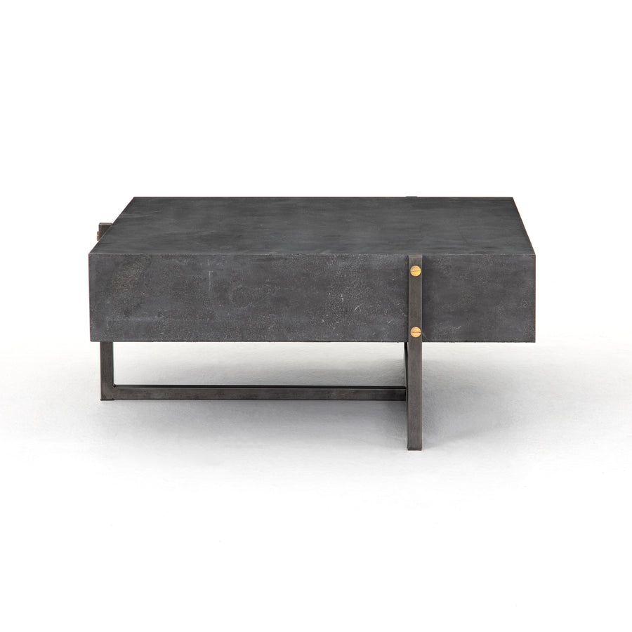 Hughes Coffee Table in Light Rustic Black & Bluestone (33.5' x 32.5' x 13.75')