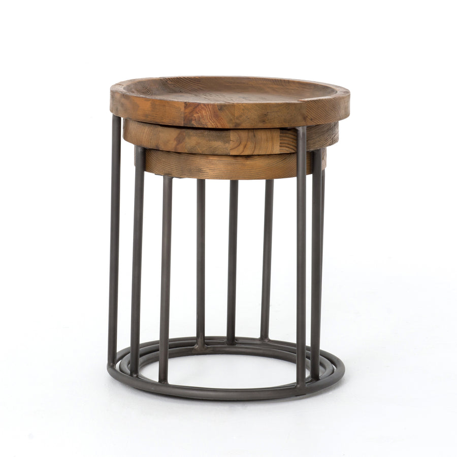 Hughes Side Table in Light Rustic Black & Waxed Bleached Pine (19.75' x 19.75' x 23.5')