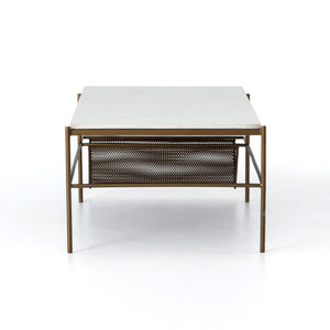 Marlow Coffee Table in Iron Matte Brass & Polished White Marble (50' x 25' x 16')