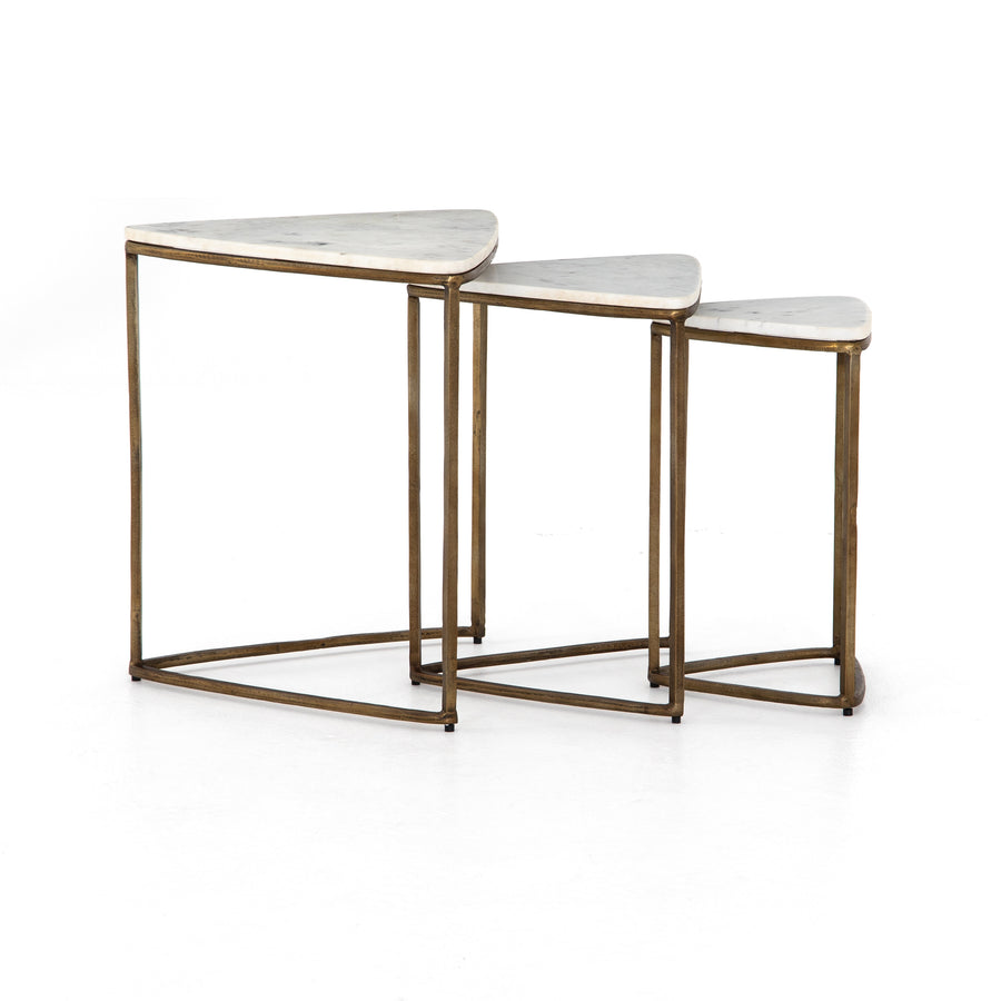 Marlow Side Table in Raw Brass & Polished White Marble (21' x 19' x 23.5')
