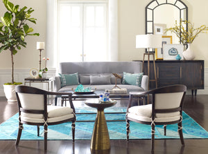 Marlow Side Table in Brushed Brass & Ash Glass (16' x 16' x 22')
