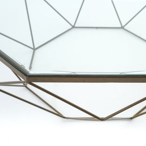 Marlow Coffee Table in Antique Brass & Tempered Glass (44' x 40.75' x 15.5')