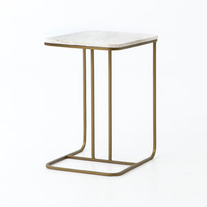 Marlow Side Table in Iron Matte Brass & Polished White Marble (15' x 19' x 23')