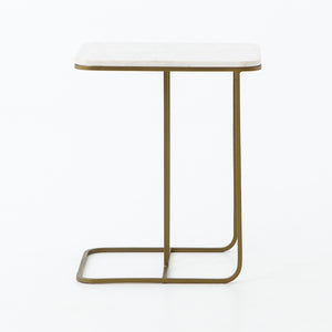 Marlow Side Table in Iron Matte Brass & Polished White Marble (15' x 19' x 23')
