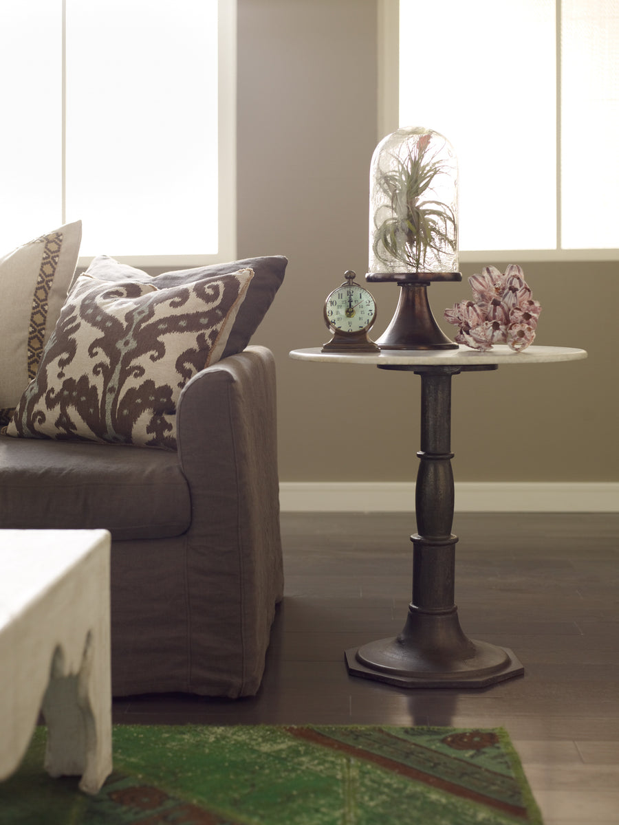 Rockwell Side Table in Carbon Wash & White Marble (24' x 24' x 26')