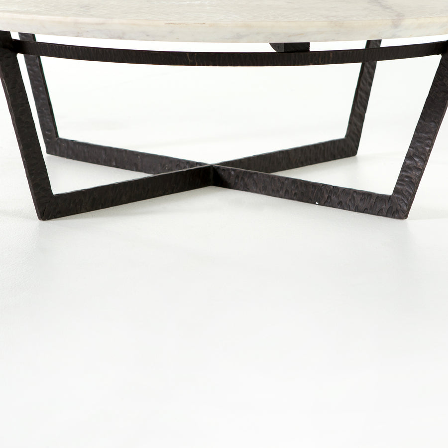 Theory Coffee Table in Rustic Fossil & Sandblasted White Marble (48' x 48' x 15')