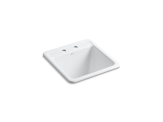 Park Falls 23.13" x 22.13" x 14.63" Enameled Cast Iron Dual-Mount Kitchen Sink in White - 2 Faucet Holes