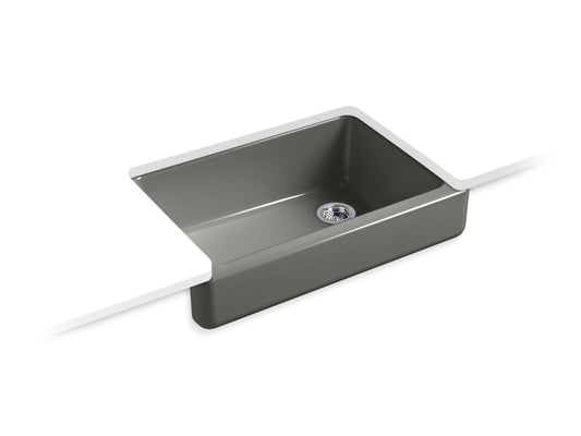 Whitehaven 37.75" x 25.38" x 12.38" Enameled Cast Iron Single-Basin Farmhouse Kitchen Sink in Thunder Grey